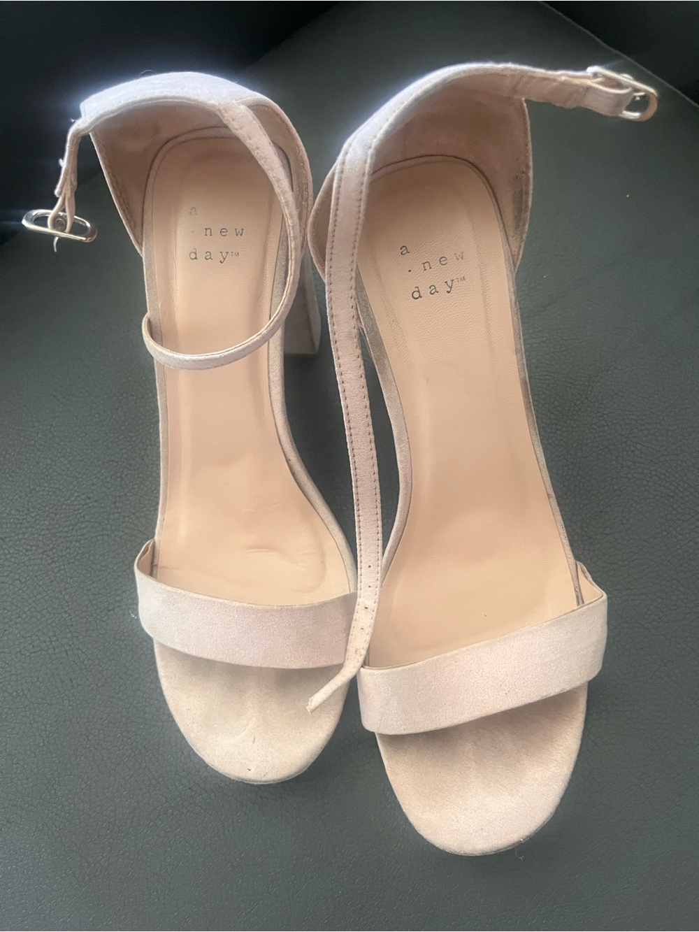 a new day Light Blush Suede Ankle-Strap Block Heels